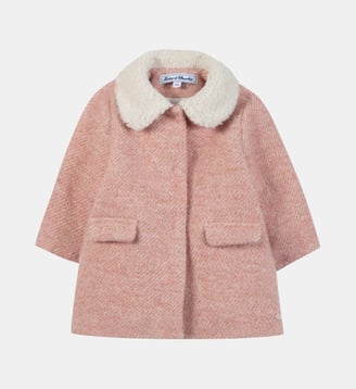 Manteau - Rosée laine col imitation fourrure - Tartine Et Chocolat - Rose pâle