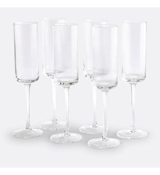 Lot de 6 flûtes à champagne en verre strié - La Redoute Interieurs - Transparent