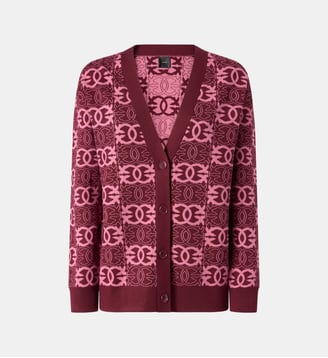 Cardigan à logo love birds - Pinko - Burgundy et mauve