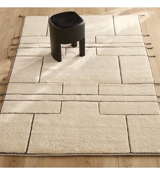 Tapis noué main, 93% laine - AM.PM - Ivoire et gris