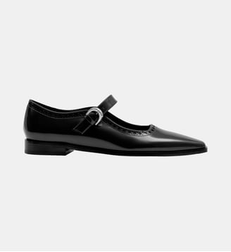 Marsala - Ballerines En Cuir Brossé Noir - Parallèle - Noir