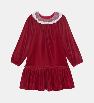 Robe - Cerise velours col dentelle - Tartine Et Chocolat - Rouge