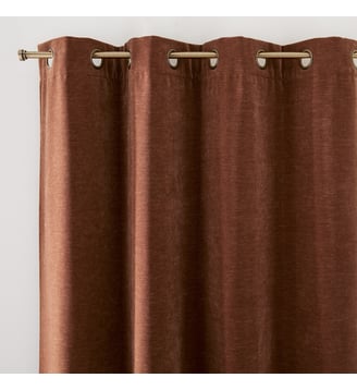 Rideau chenille aspect velours oeillets - La Redoute Interieurs - Caramel