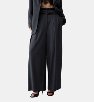 Pantalon flare en flanelle - Liu Jo - Vert foncé