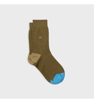 Chaussettes en coton peigné unies - Billybelt - Olive et bleu