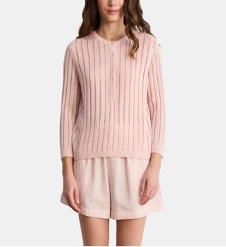 Pull à col rond en maille ajourée - LEONA - Pablo - Rose clair