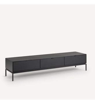 Meuble TV enfilade métal acier et cuir - AM.PM - Noir
