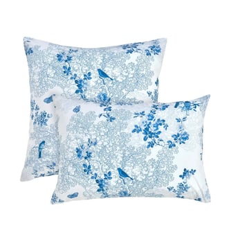 Taie d'oreiller percale de coton - Garnier Thiebaut - Bleu