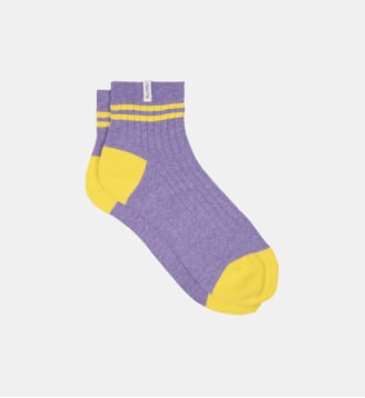 Chaussettes en coton peigné mi-hautes - Billybelt - Violet et jaune