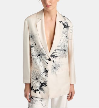 Veste zuni en sergé de soie placé - Momonì - Noir