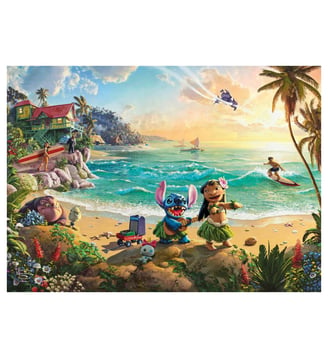Poster Disney x Thomas Kinkade - Disney - Lilo & Stitch - Poster & Frame - Multicolore
