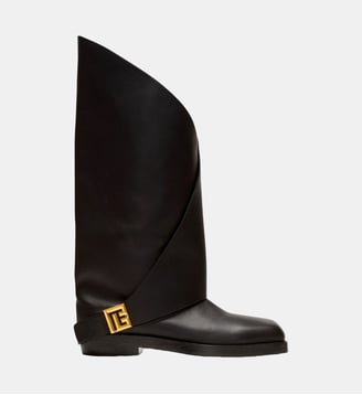 Bottes plates Twist en cuir - Balmain - Black