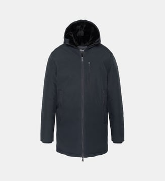 Manteau long à capuche - Schott - Bleu marine