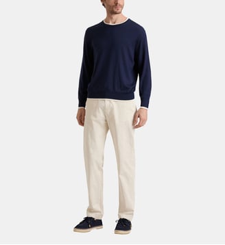 Pantalon en coton satin uni - Vilebrequin - Brume