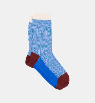Chaussettes en coton peigné chevrons - Billybelt - Bleu clair et écru