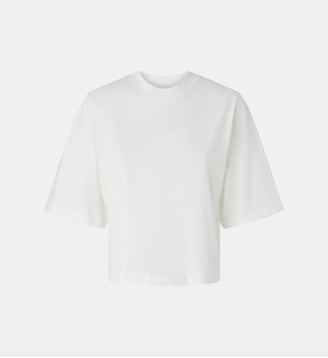 Sweat-shirt boxy avec manches courtes amples - Pinko - Blanc