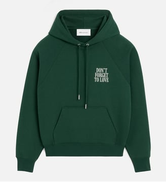 Hoodie unisexe en coton "Don't forget to love" - AMI Paris - Vert bouteille