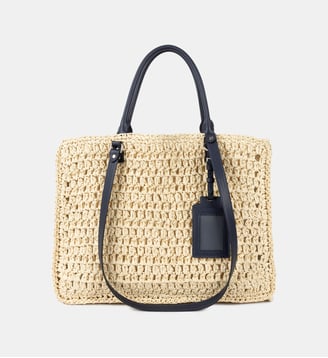 Sac cabas Playa en paille tressée - Lancaster - Bleu foncé