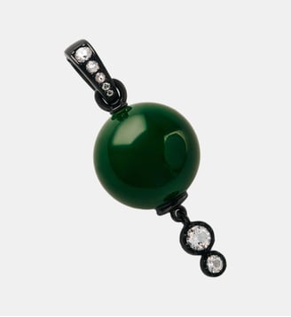 Charm avec finition gunmetal, résine verte, cristaux et motif sphérique - Aristocrazy - Argenté