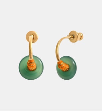 Boucles d'oreilles créoles   - Babylone - Satellite - Vert