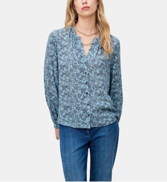 Chemise colomby2 - Motif imprimé - Coton biologique - Coupe droite - Caroll - Bleu gris