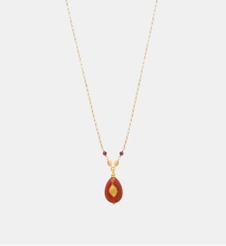 Collier pendentif ajustable   - Babylone - Satellite - Orange