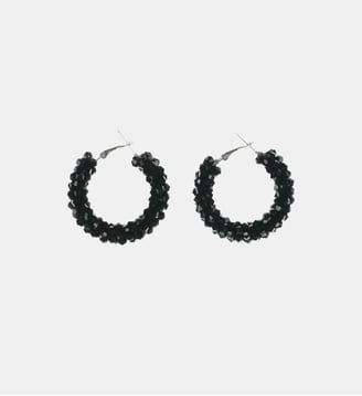 Boucles d'oreilles créoles perles - La Fée Maraboutée - Noir
