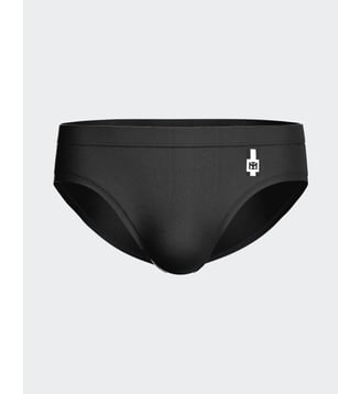 Slip de bain uni monogramme - Impetus - Noir