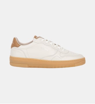 Baskets Travis Cuir - Bobbies - Blanc cassé et noisette