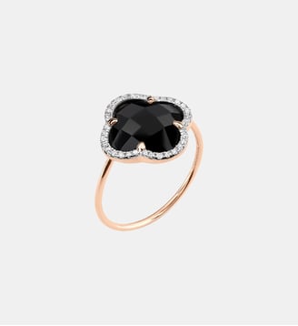 Bague, onyx, diamants, or rose Morganne Bello