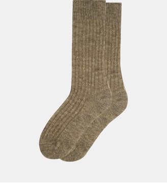 Chaussettes mi-hautes camel avec mohair Le Slip Francais