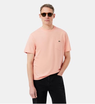 T-shirt coton avec poche poitrine - Lacoste - Rose