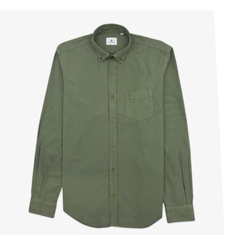 Chemise manches longues en coton à poche poitrine - Serge Blanco - Kaki