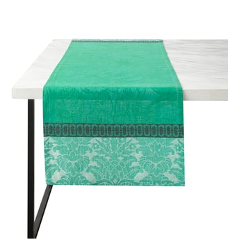 Chemin de table Escapade Tropicale 100% lin - Le Jacquard Francais - Vert