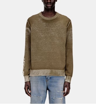 Pull imprimé en dégradé inverse avec lettrage - Diesel - Kaki