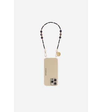 Chaîne de téléphone courte Iris perles noir - La Coque Française - Noir