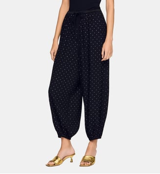 Pantalon large à strass - Sandro - Noir