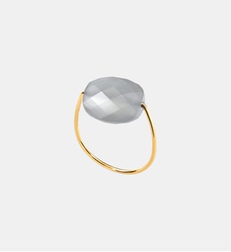 Bague or jaune coussin pierre de lune grise - Morganne Bello - Or jaune