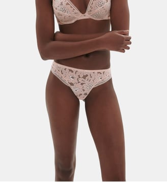 Tanga Festive en dentelle - Simone Pérèle - Rose pâle
