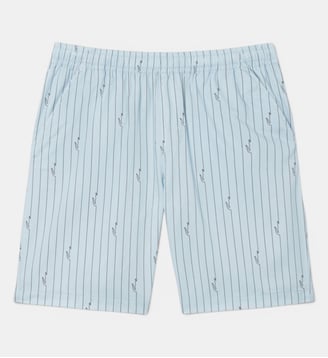 Short coton imprimé rayures crocodiles - Lacoste - Bleu clair et marron