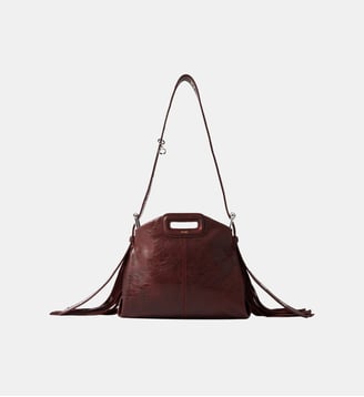 Sac Miss M mini en cuir craquelé - Maje - Bordeaux