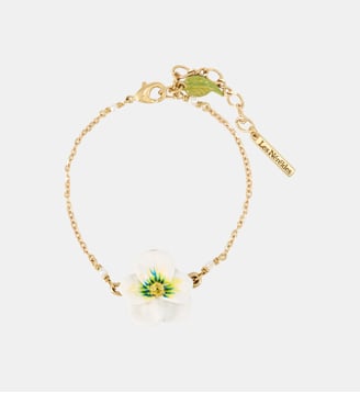 Bracelet fin pensée blanche et cristal taillé - Les Néréides - Blanc