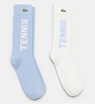 Lot de 2 paires de chaussettes côtelées - Lacoste - Bleu clair, blanc et bleu clair