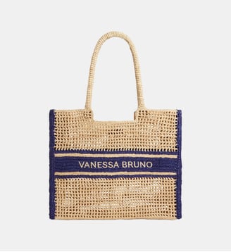 Grand Panier En Raphia Avec Rayures - Vanessa Bruno - Marine
