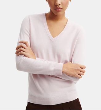 Pull droit en cachemire 2 fils  - Bompard - Rose clair