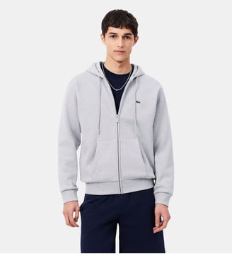Sweatshirt à capuche molleton - Lacoste - Gris chine