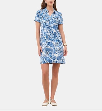 Robe rlaureen2 - Motif floral - Viscose livaeco - Caroll - Bleu