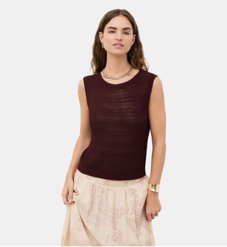 Pull mpaquito - Motif uni - Coton - Caroll - Violet foncé