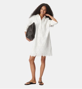 Robe chemise courte brodée - Ikks - Blanc cassé