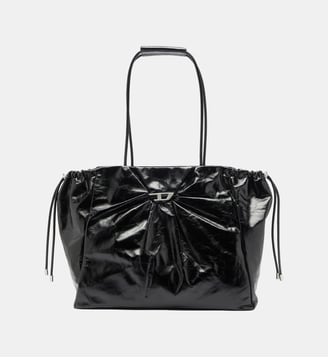 Scrunch-D - Sac cabas en cuir brillant effet froissé - Diesel - Noir